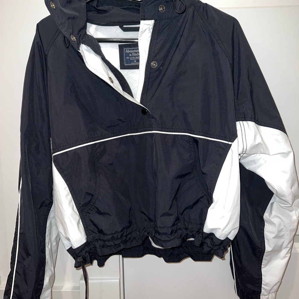 Abercrombie & Fitch Black and White Windbreaker Jacket